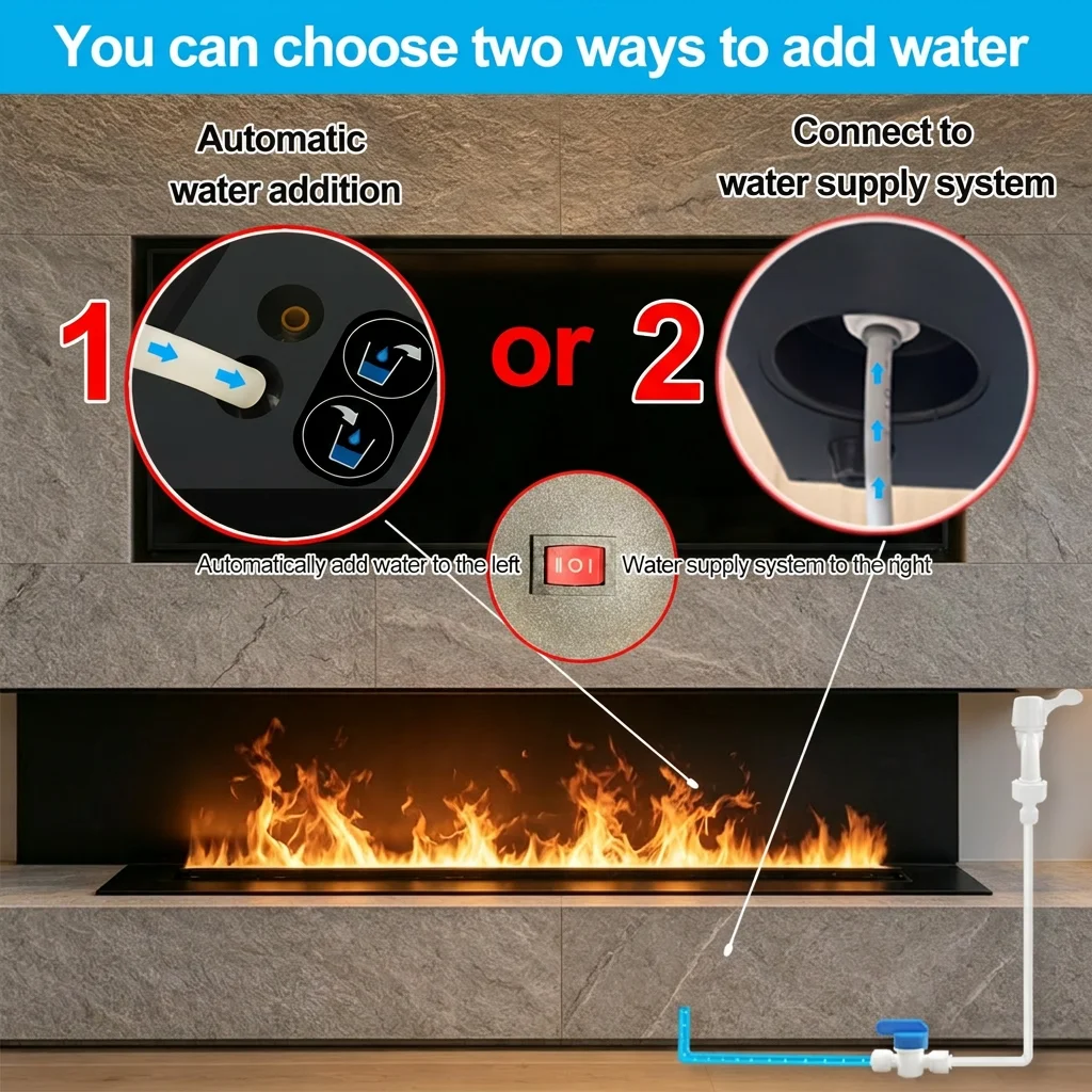 Wasser-Elektrokamin 3D Fernbedienung APP Inneneinrichtung Dampfkamin Nebelkamin Eingebauter Realistischer Nebel-Flammeneffekt
