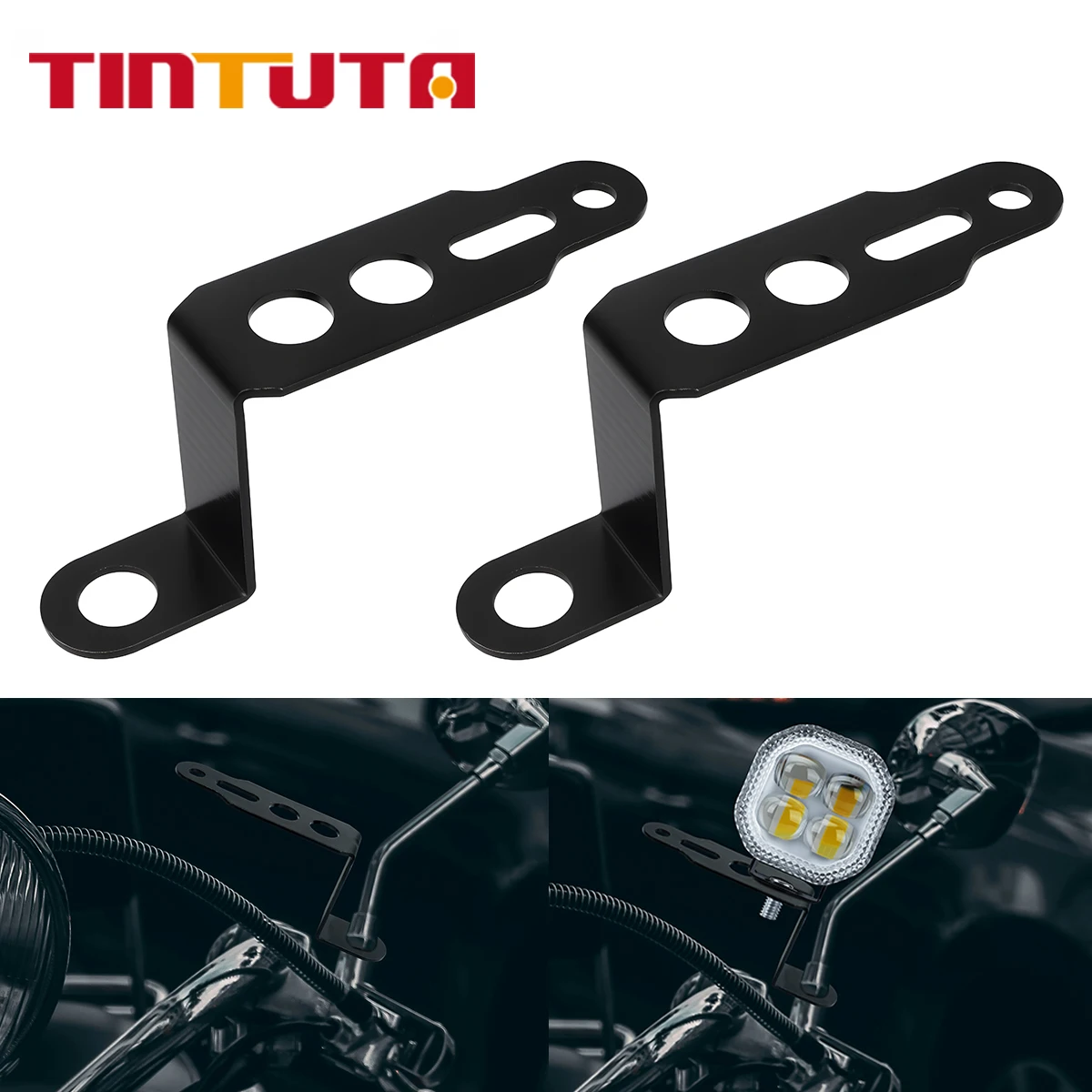 1/2 Stück Motorrad LED-Scheinwerfer-Halterung Z-förmige Aluminiumlegierung Rückspiegel Scheinwerfer-Verlängerungshalterung Clip Image