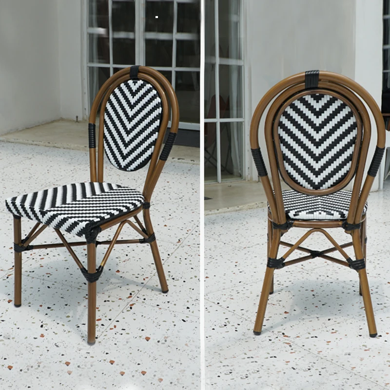 Stackable Rattan Chair French Cafe Bistro Chair Outdoor Garden Patio Furniture Restaurant Dining Garden Chair كرسي راتان