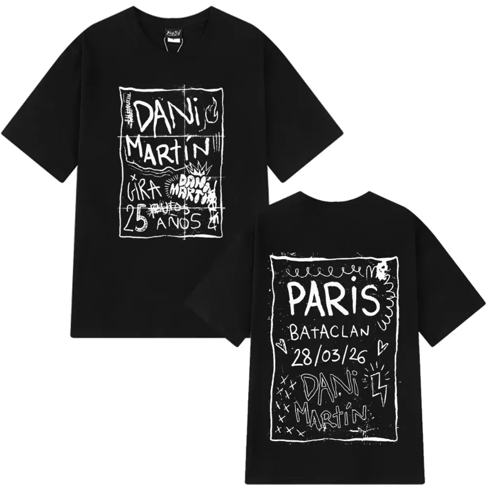 Dani Martín 25 Pts Años 2026 Tour Grafik-T-Shirt, Unisex Hip-Hop Mode Sommer Reine Baumwolle Locker Lässig Übergrößen T-Shirt