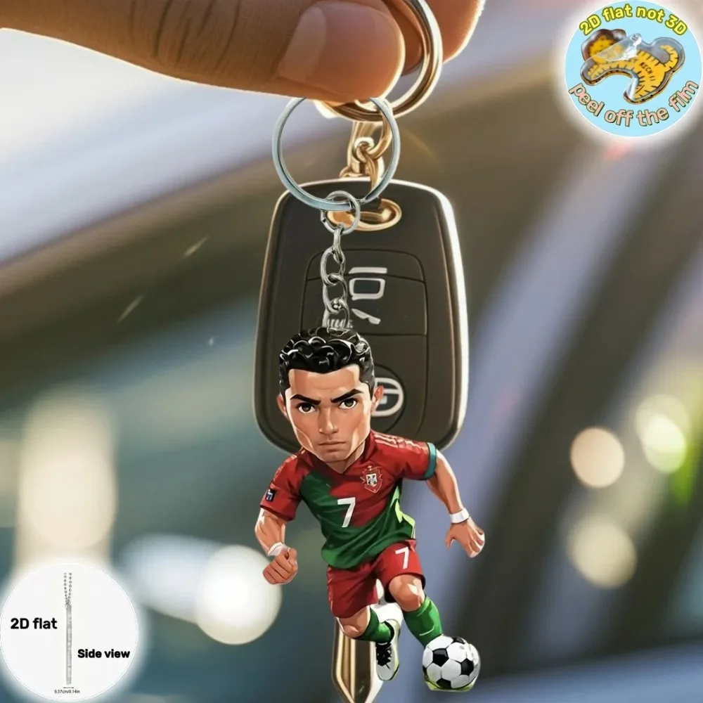 Cristiano Ronaldo Fußballspieler Acryl-Anhänger Schlüsselanhänger, Weihnachtsgeschenk, Geschenk für Feiertage und Partys, Schlüsselanhänger Image
