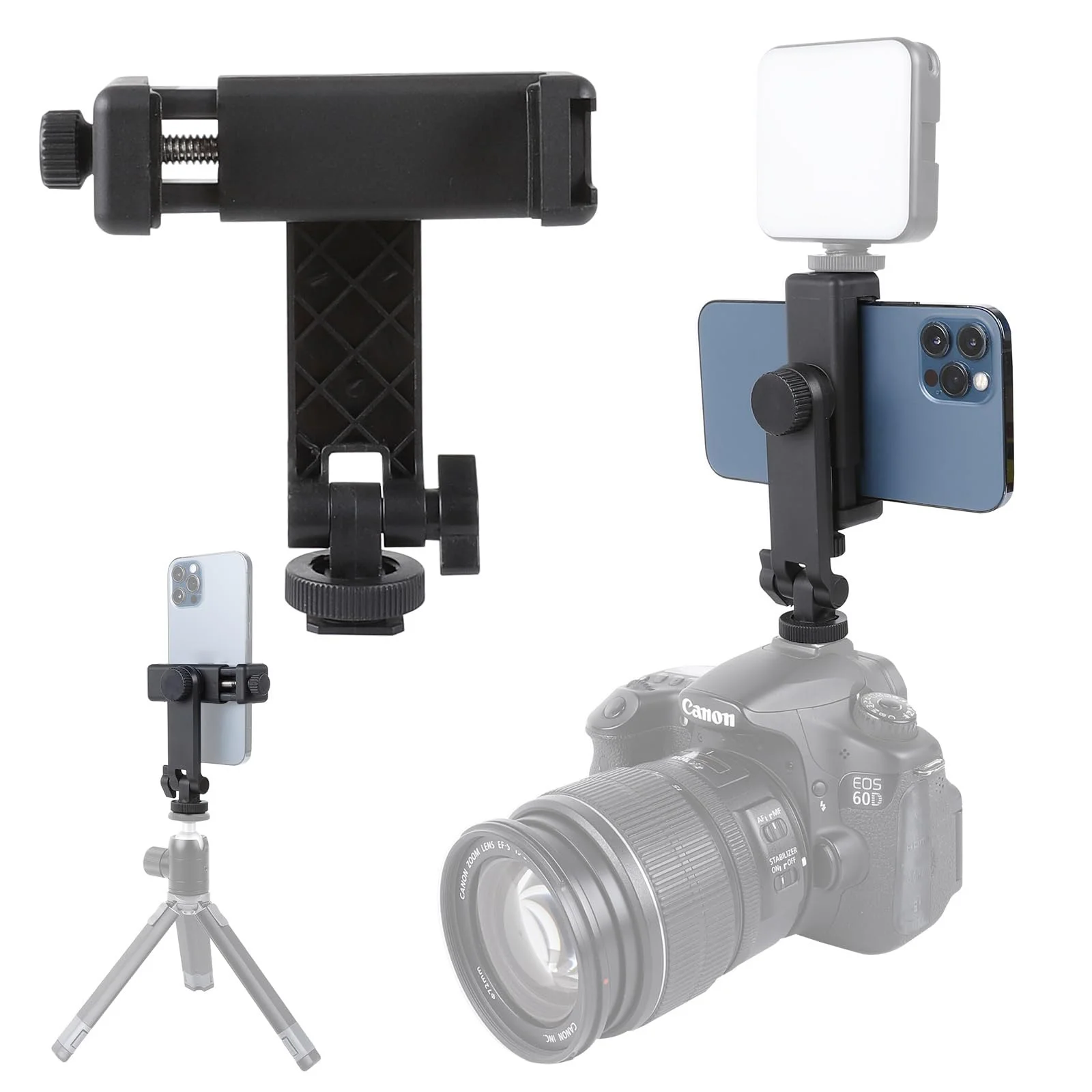 Multifunktionaler Universal-Handy-Stativadapter mit 360°-Drehung, Kamera-Hot-Shoe-Handyhalterung für Canon, Nikon, Sony DSLR Image