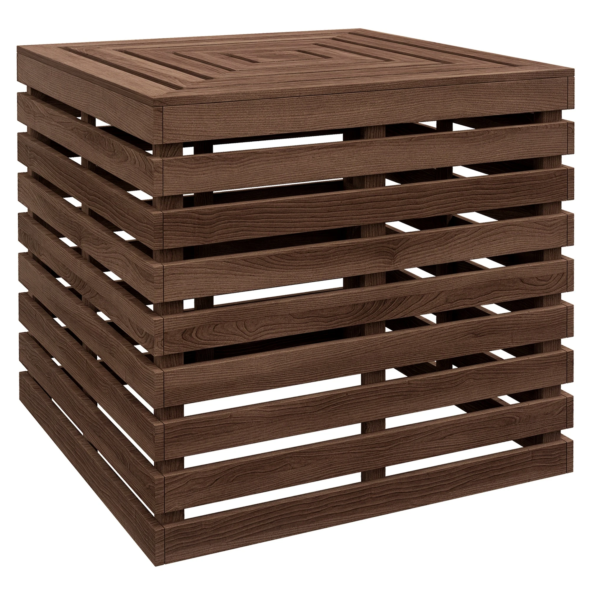 2-in-1 Outdoor-Aufbewahrungsbox für Sonnenschirmständer, Holz-Beistelltisch mit Schirmloch, Terrassenmöbel, für den Garten