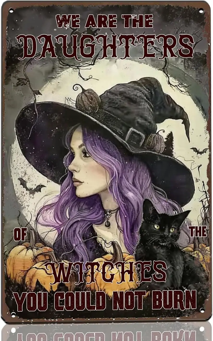 Mädchen in einer Welt voller Prinzessinnen – Hexen-Halloween-Poster, lila Raumdekor, ästhetische Hexerei-Blechschilder, Wohnzimmer-Wandkunst Image