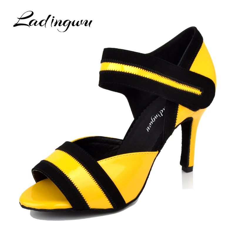 Ladingwu Gelb Schuhe Dance Latin Frauen Tango Walzer Tanz Schuhe PU Ballsaal Tanzen Schuhe Frau zapatos de baile latino mujer