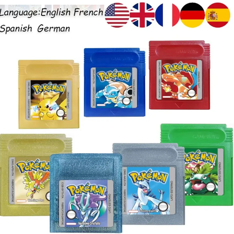 @~@ NEW GBC Pokemon 16-bit Game Video Game Cartridge Console Card Red Blue Crystal Golden Green Silver Yellow