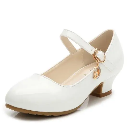 Kinder Mädchen Lederschuhe weiße Prinzessin High Heel Schuhe für Kinder Mädchen Performance Kleid Student Show Tanz sandalen 26-41 신발
