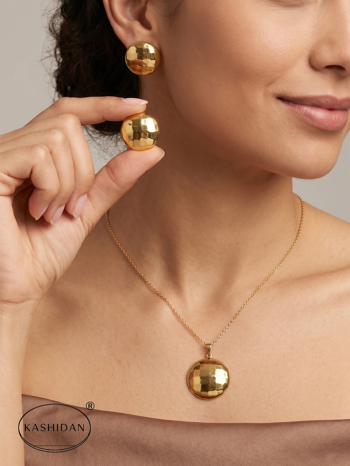 Vintage-Stil Gold Stern Ohrstecker, Halsketten-Schmuckset, Edelstahl Wasserdichter Hypoallergener Damenschmuck Geschenk Image