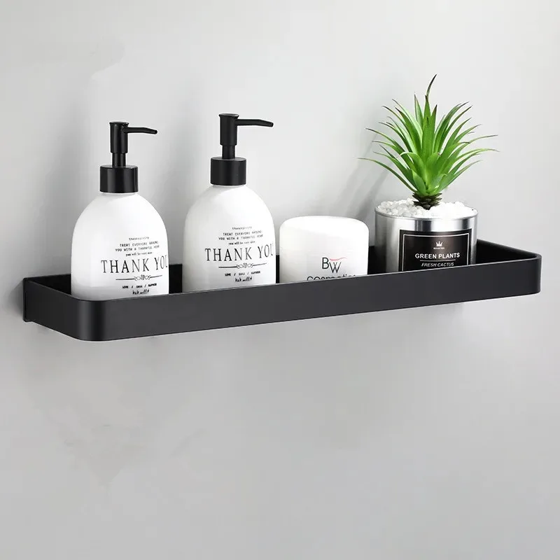 Étagère de salle de bain noire, étagère de douche de bain, étagère d'angle de salle de bain en aluminium, support de rangement de cuisine mural en aluminium noir