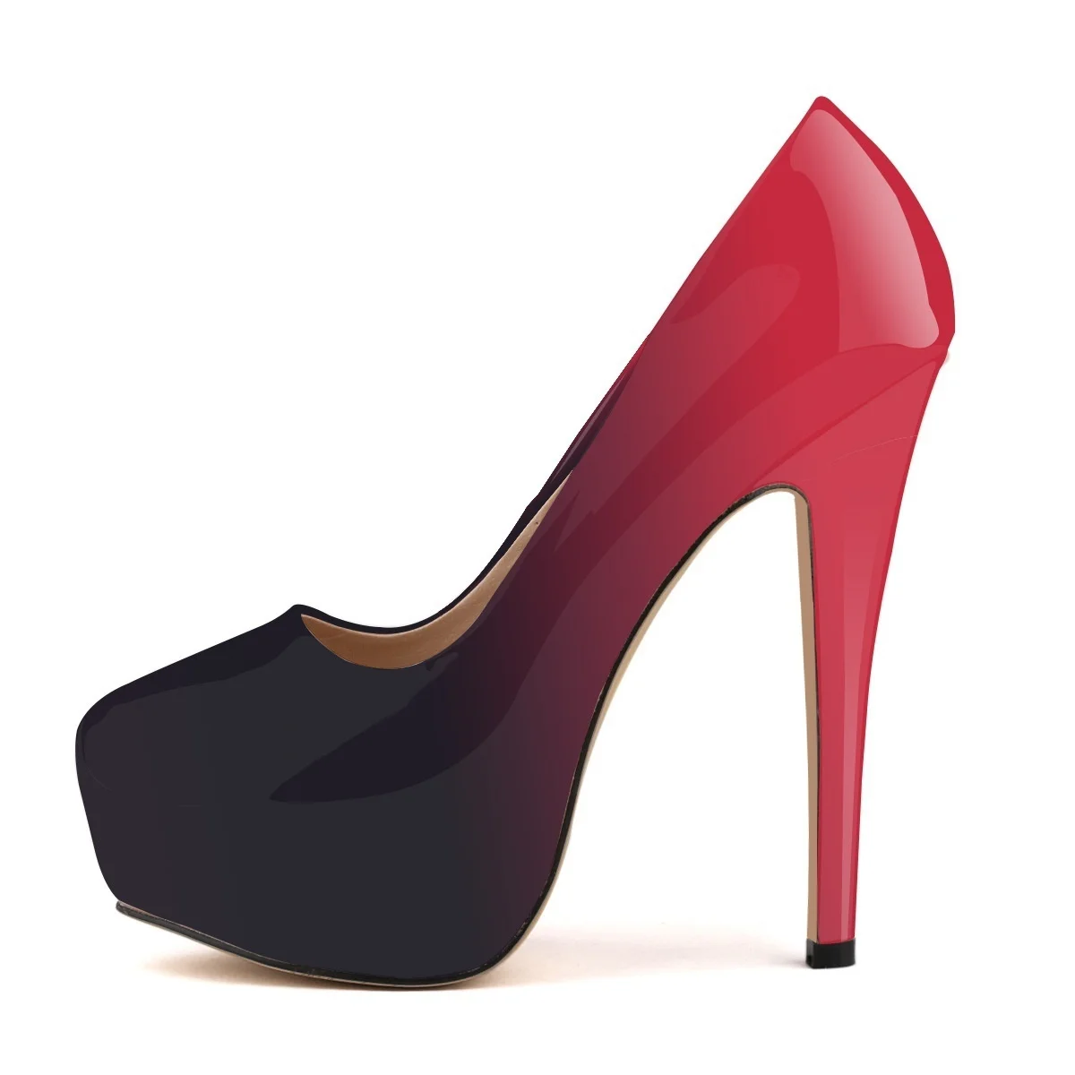 Cross-dresser Unisex Herren Damen Pumps Stilettos 14 cm Runde Zehen High Heels Sexy Damen Nachtclub Rot Schwarz Plateau Hochzeitsschuhe Image