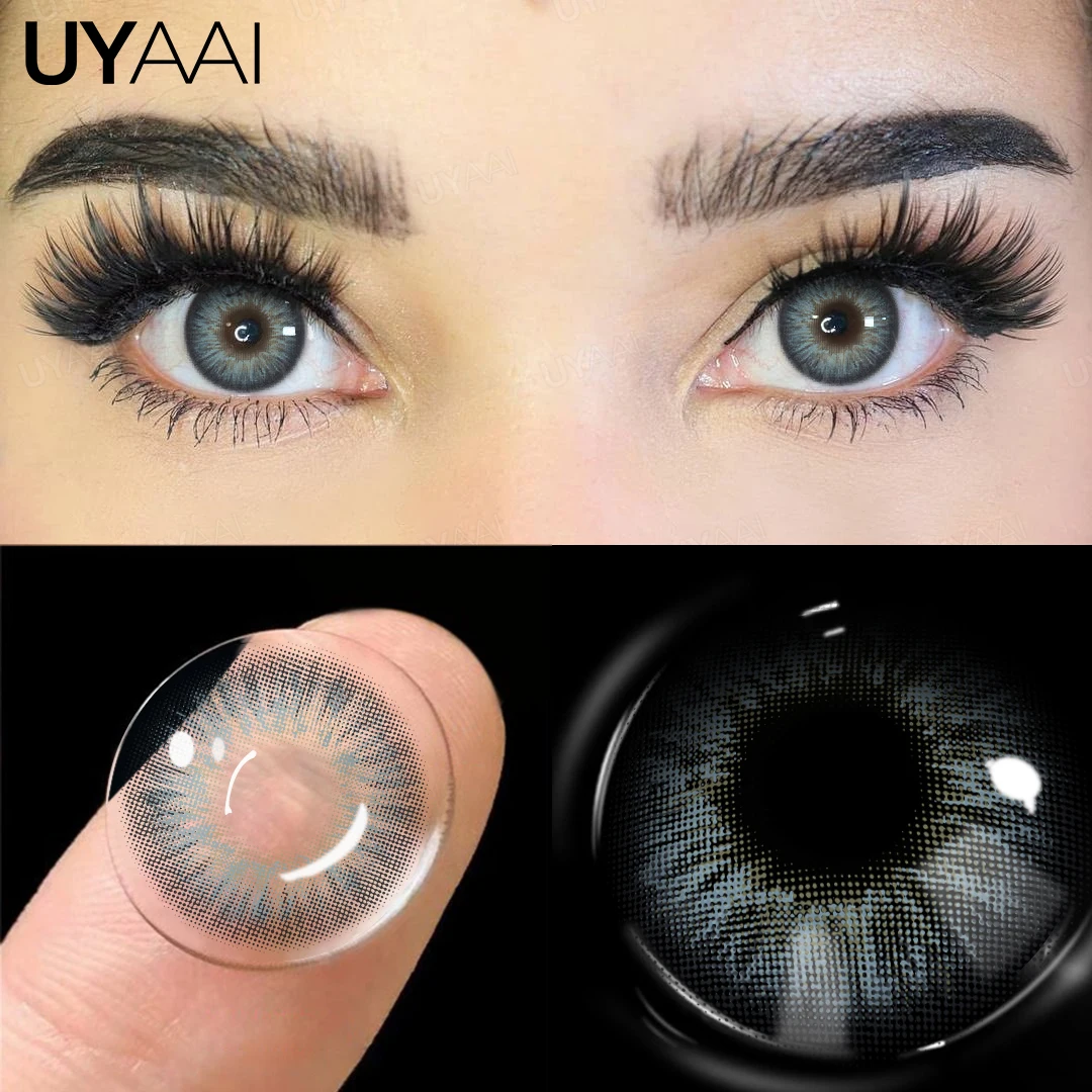 UYAAI Myopie farbige Kontaktlinsen für Augen, braune Big-Eye-Linse, blaue Augenkontakte, grüne Linse, Grad für Schüler mit Dioptrien Image