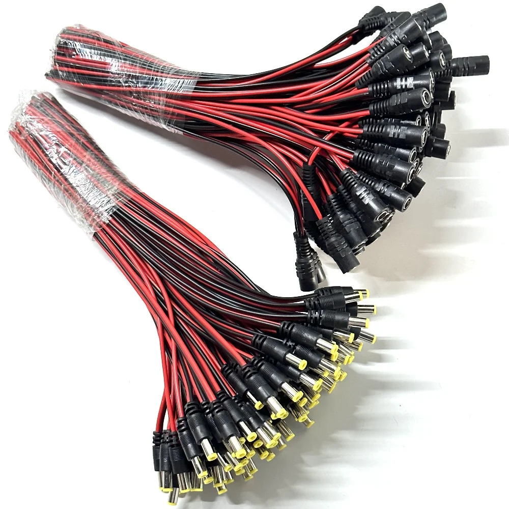 DC-Stromkabel mit 2,1mm x 5,5mm Buchse, Adapterkabel, Stecker und Buchse, DC-Pigtail-Verbinder für CCTV-Überwachungskameras Image