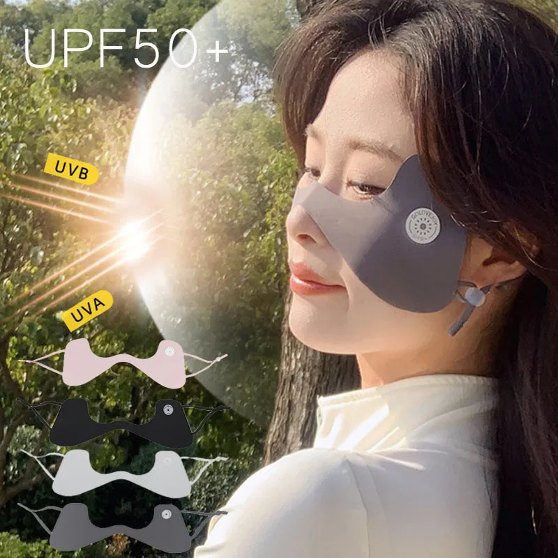 Sommer-Eisseidenmaske Sonnenschutz-Gesichtsschal Einfarbige Sonnenschutz-Augenklappen UV-Schutz Sonnenschleier Gesichtsbedeckung für unterwegs Image