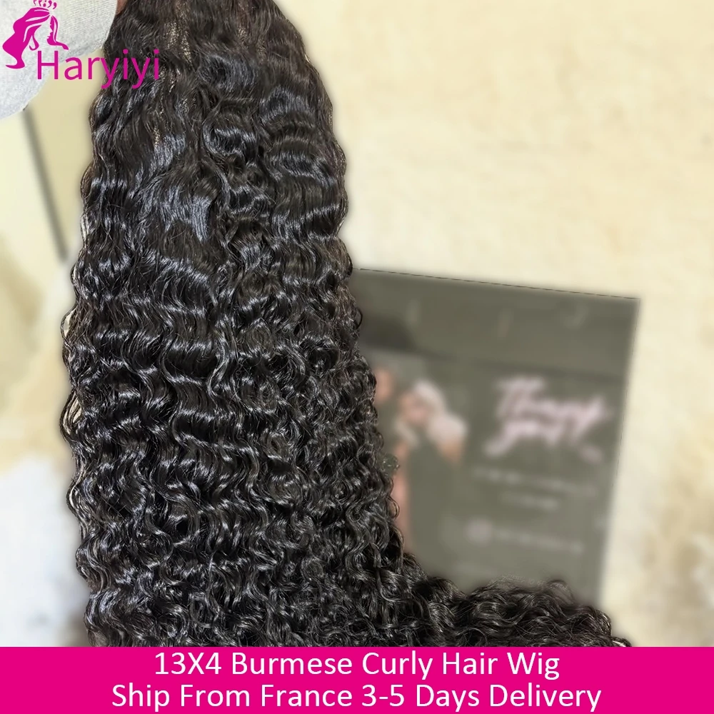 Parrucca di capelli umani ricci al 210% 3C4A, parrucca di capelli ricci birmani, parrucche di capelli umani con pizzo HD 13x4 in saldo, parrucca di capelli umani ondulati effetto acqua