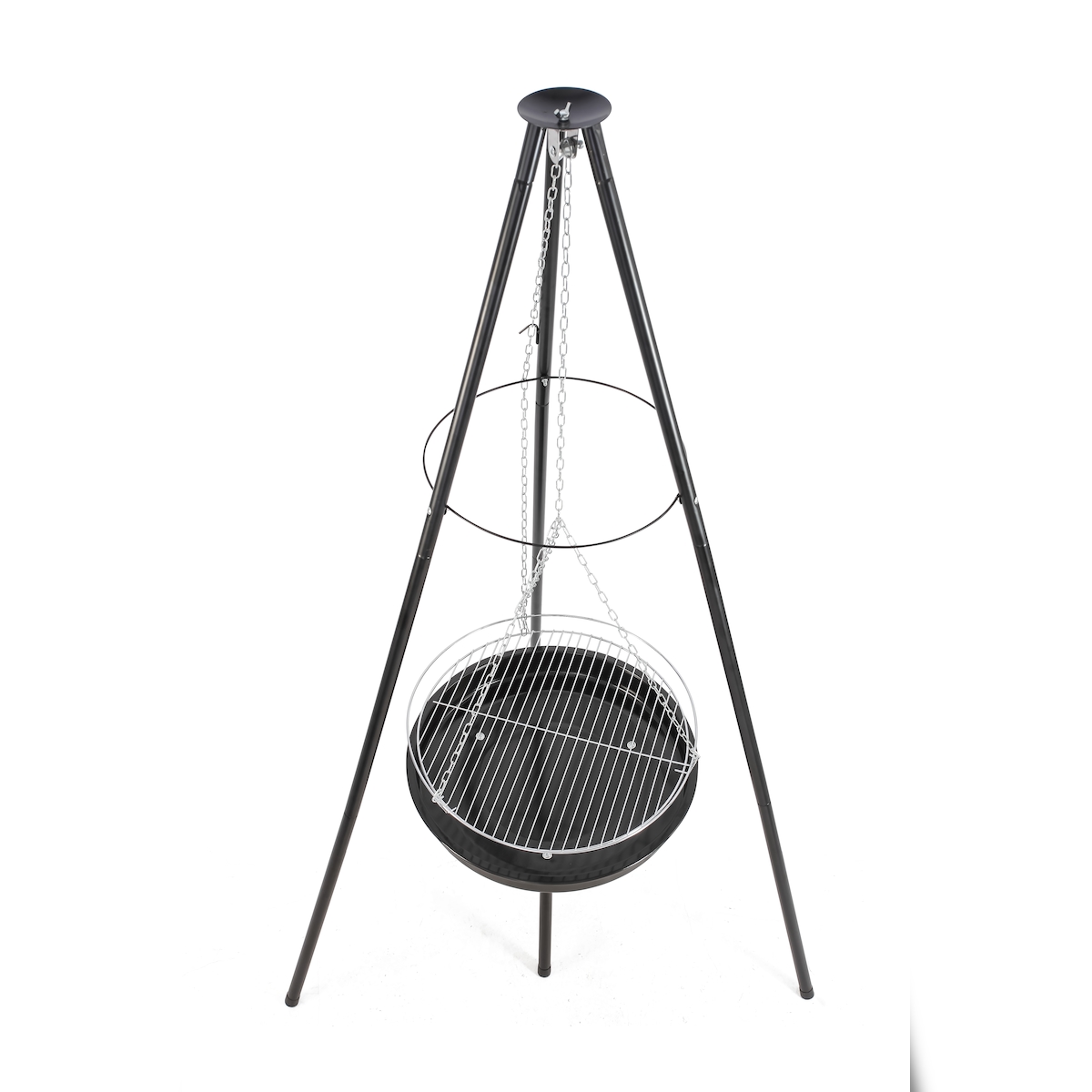 DELUKE Schwenkgrill MOMO Eisen Schwarz-Silber 152x69x76cm Holzkohlegrill Topfgrill Hängegrill Image