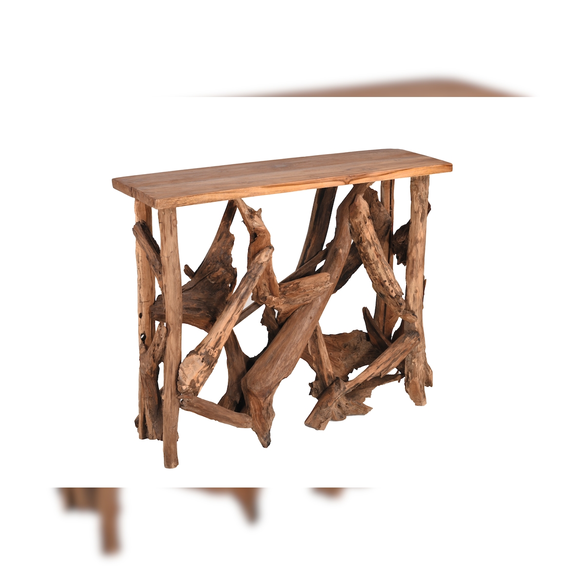 DELUKE Tisch TIM Teakwurzel Design Teak Natur 81x30x99cm Holztisch Minimalistisch Wohnzimmertisch Image