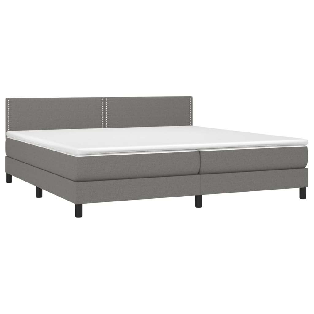Décoshop26 - LED-Bettgestell mit Lattenrost Kopfteil und Matratze (200x200 cm) in dunkelgrauem Stoff TDL0208299 Image