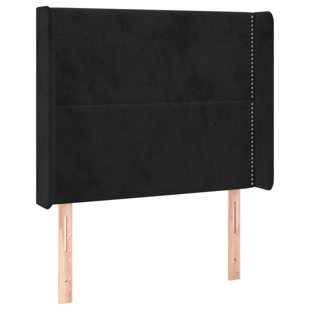 Décoshop26 - Kopfteil Schlafzimmeraccessoire Möbelstück mit Seitenteil 103 x 16 x 118/128 cm schwarzer Samtstoff TDL0204627 Image
