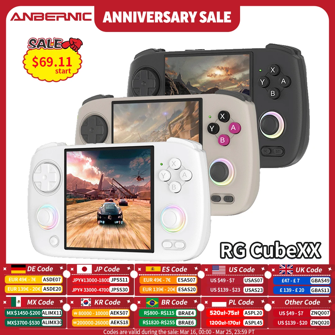 Anbernic RG CubeXX Handheld-Spielkonsole 3,95 Zoll IPS 720*720 Bildschirm Linux WLAN Bluetooth HD-Verbindung Retro-Videospielkonsole Image