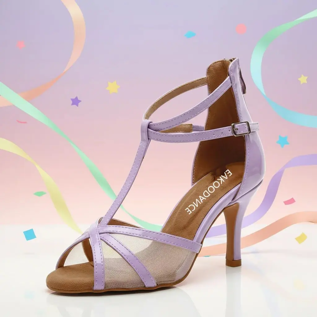 Übungstanzschuhe für Damen, 10 cm, lila PU, lateinamerikanische Salsa-Schuhe, sexy Salsa-Ballroom-Tanzschuhe, Mädchen-Sneaker, Party-Tanzschuhe