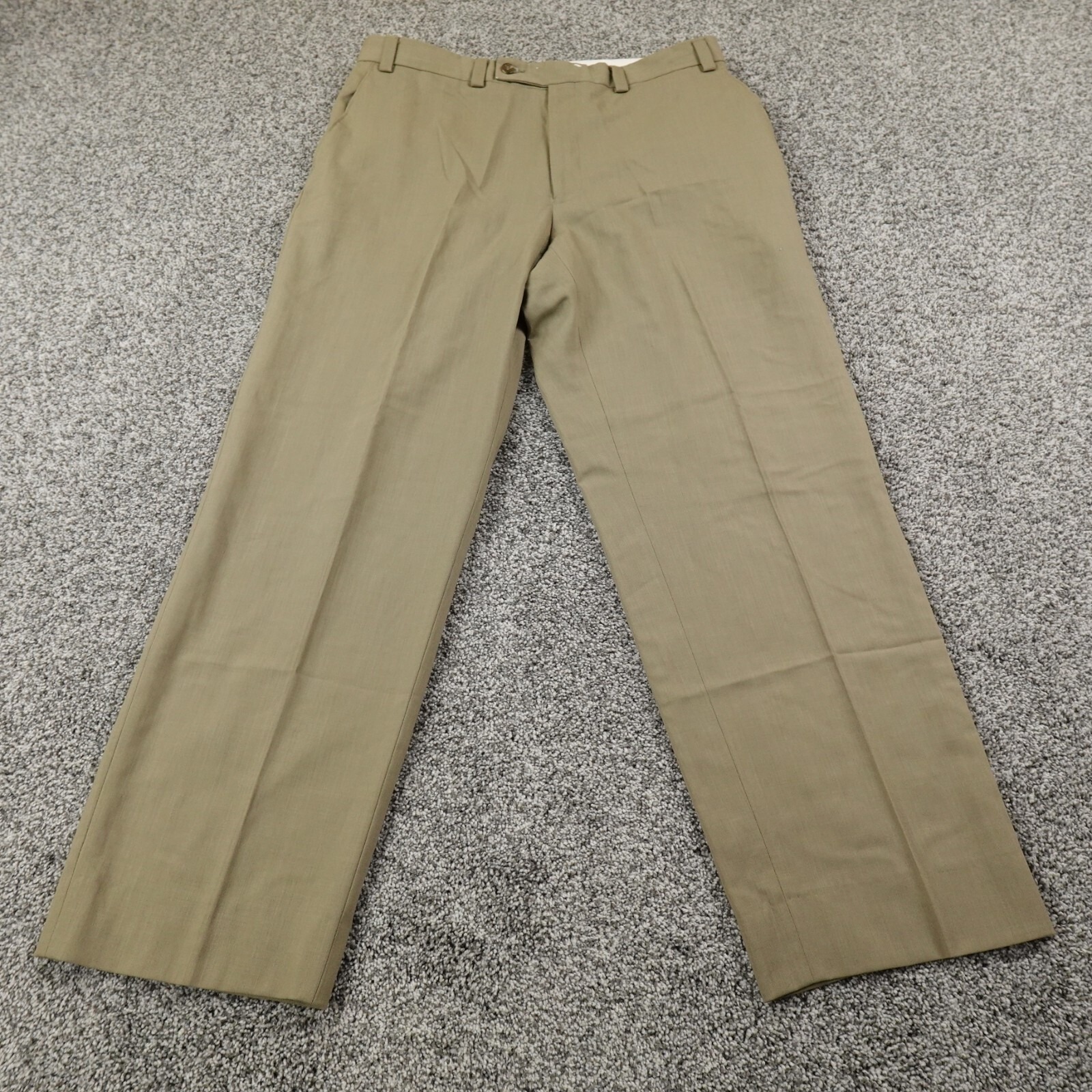 Ralph Lauren Pants | Vtg Ralph Lauren Pants Mens 36x30 Beige Wool Chino Trouser Slacks Flat Career | Color: Brown/Tan | Size: 36