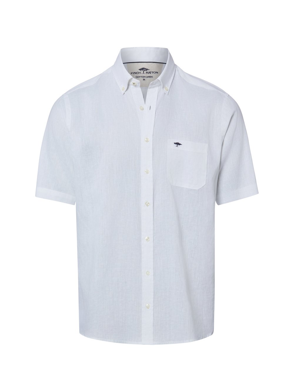 Fynch-Hatton Kurzarmhemd mit Leinen-Anteil Herren Regular Fit Leinen weiß, M Image
