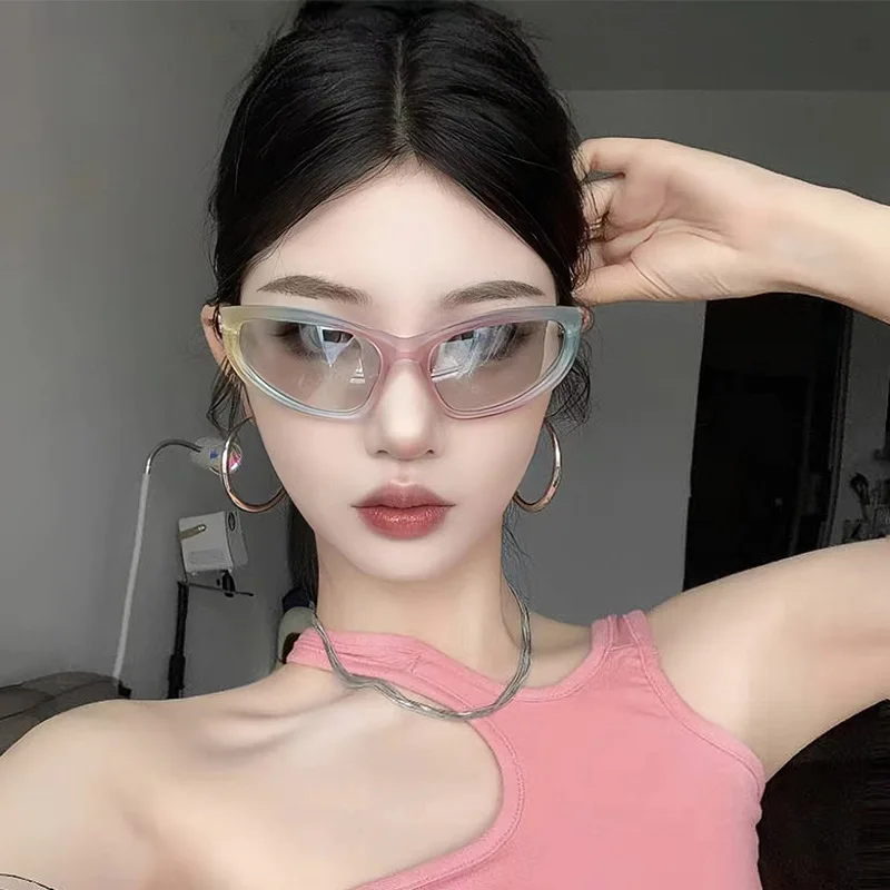 Y2K Regenbogen Cat Eye Sonnenbrille Frauen für Männer Luxus Marke Designer Vintage Sonnenbrille Punk Hip Hop Dame UV400 Image