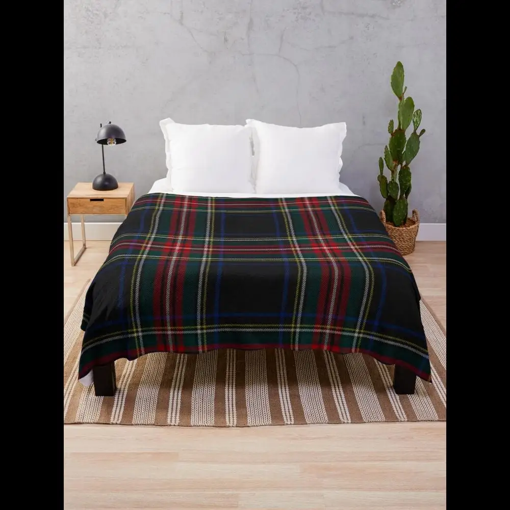 Stewart Schwarze schottische Schottenkaro-Überwurfdecke, weiche karierte Wollüberwurf für Couch, Bett, Heimdekoration, Geschenk Image