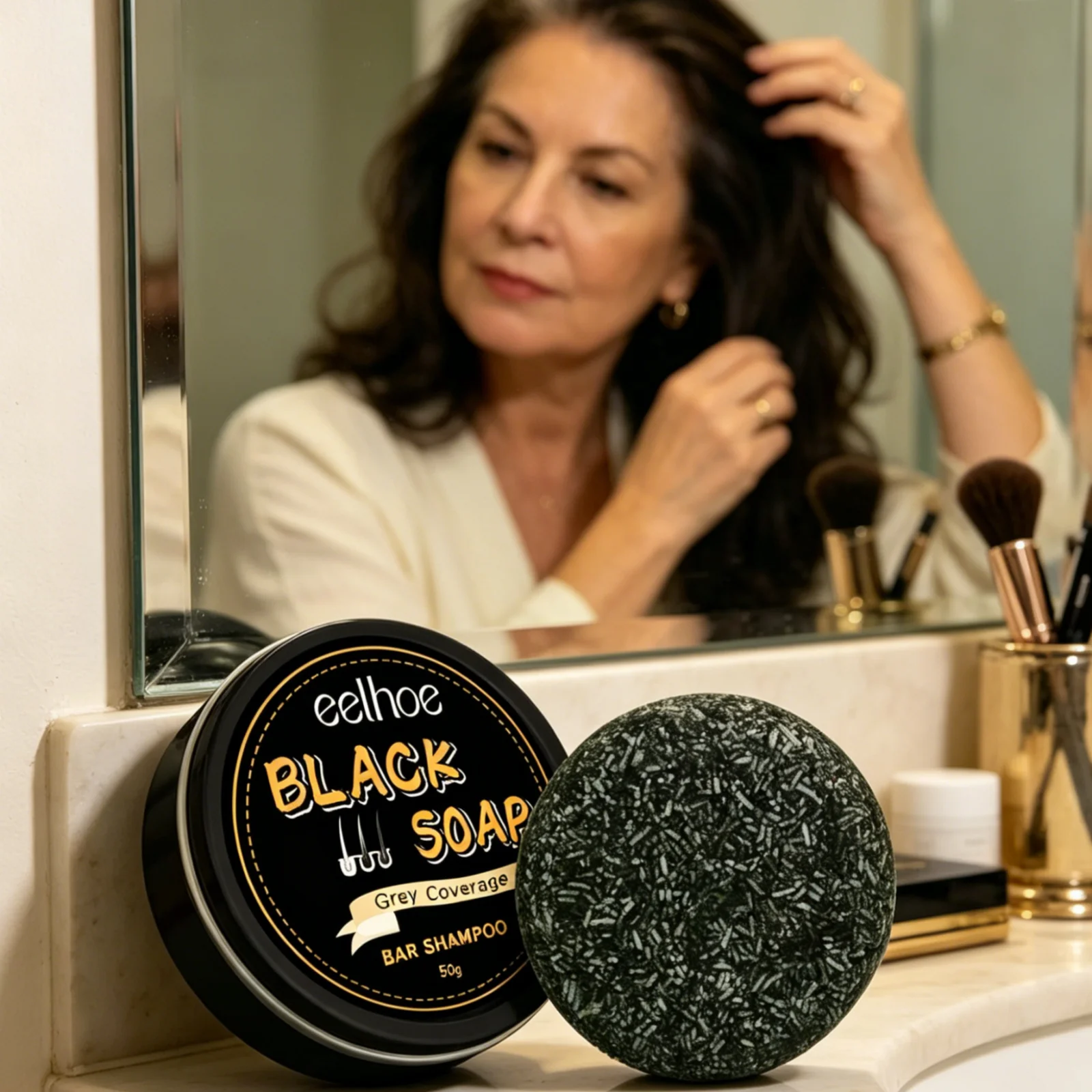 EELHOE Sapone Nero Nutriente Profondo, Idratante a Lunga Durata, Potente Pulizia, Capelli Morbidi e Lisci, Shampoo Solido Rivitalizzante Naturale