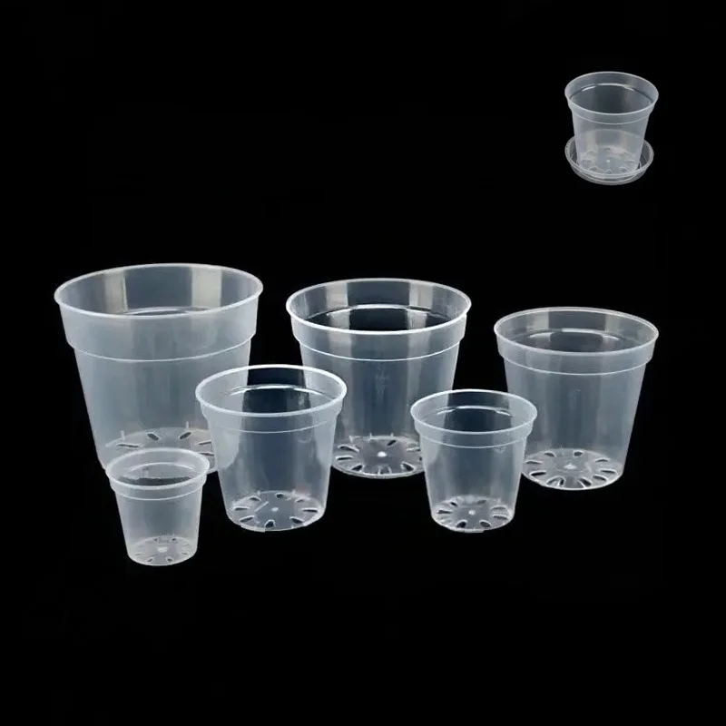 Set di 5 Vasi per Piante Fai-da-Te, Contenitori Rotondi Trasparenti in Plastica, Grande Capacità per Orchidee, Vaso da Vivaio per Casa e Giardino