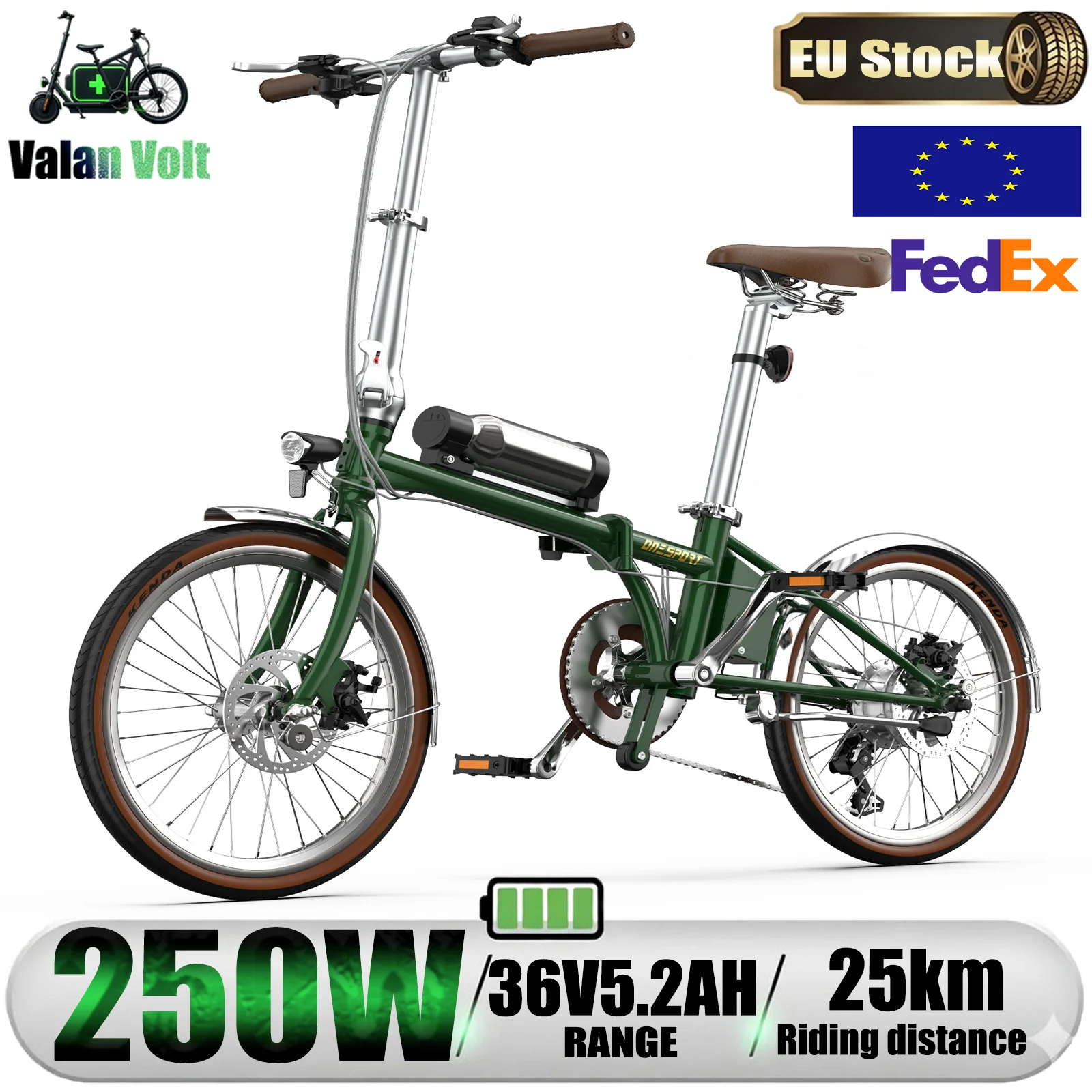 ONESPORT OT02 Pro Faltbares Elektrofahrrad 20 x 1,35 Zoll Vintage Leichtes Urbanes Pendler-E-Bike 250W Motor 36V 5,2AH Akku Image