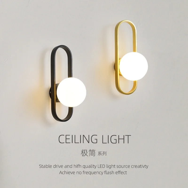 Moderne minimalistische LED Wandleuchten Schlafzimmer Nachttisch LED E27 Wandleuchte Lampe Treppe Wohnzimmer Hintergrund Wand Glas Wandleuchte
