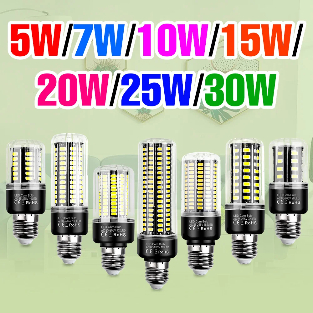 30W LED-Birne E27/E26 Maislampe E14 Deckenleuchten B22 LED-Kronleuchter AC 85-265V Kein Flimmern für Zuhause Wohnzimmer Innenbeleuchtung Image