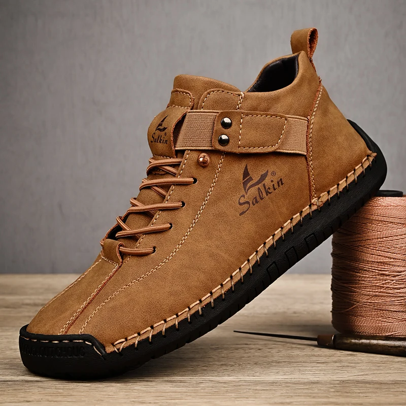 Neue 2025, handgefertigte Leder-Casual-Herrenschuhe, Design-Turnschuhe, atmungsaktive Lederschuhe für Herren, Stiefeletten im Freien