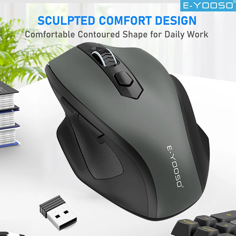 E-YOOSO 2,4G Drahtlose Maus Tragbare Ergonomische Computer Mäuse Maus Für Büro Gaming Maus Laptop/iPad/Tablet/Mac Image