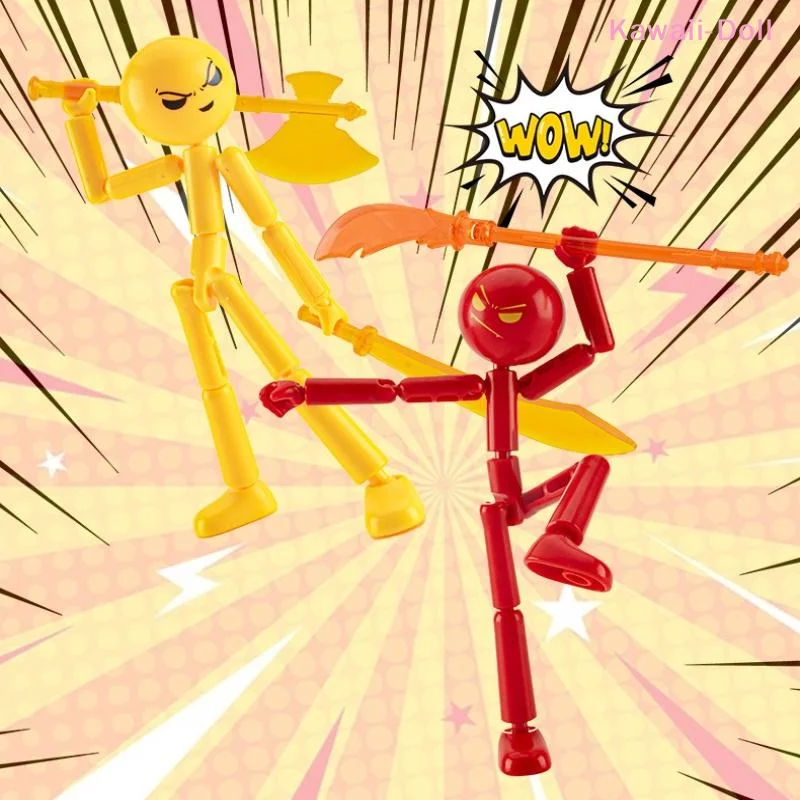 1 Set Bewegliche 3D-Druck-Mannequin Neuartige Actionfigur Stickman Zusammengebauter Roboter Mehrgelenkiger Stickman Spielzeug Image