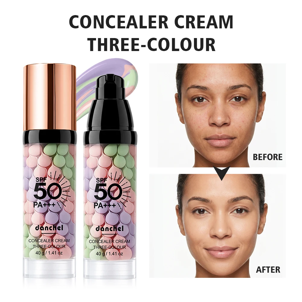 Dreifarbiger Gesichtsprimer & Hautpflege-Isolationscreme Feuchtigkeitsspendend Glättend Langanhaltende Basis Leichtgewichtiger Gesichts-Make-up-Primer Image