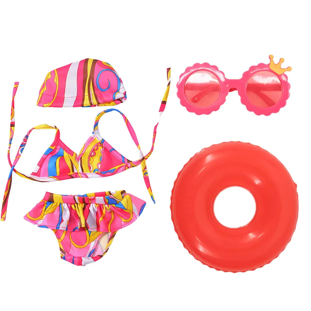 Puppenkleidung, Flamingo-Badeanzug, Sonnenbrille für 18 Zoll große amerikanische und 43 cm große Reborn-Babypuppen, Zubehör für Our Generation Girls Toys