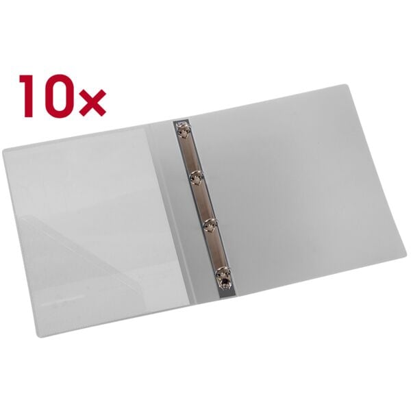 EICHNER 10x PP-Ringbuch A4 - 4-Ringe grau, 26x31.5 cm