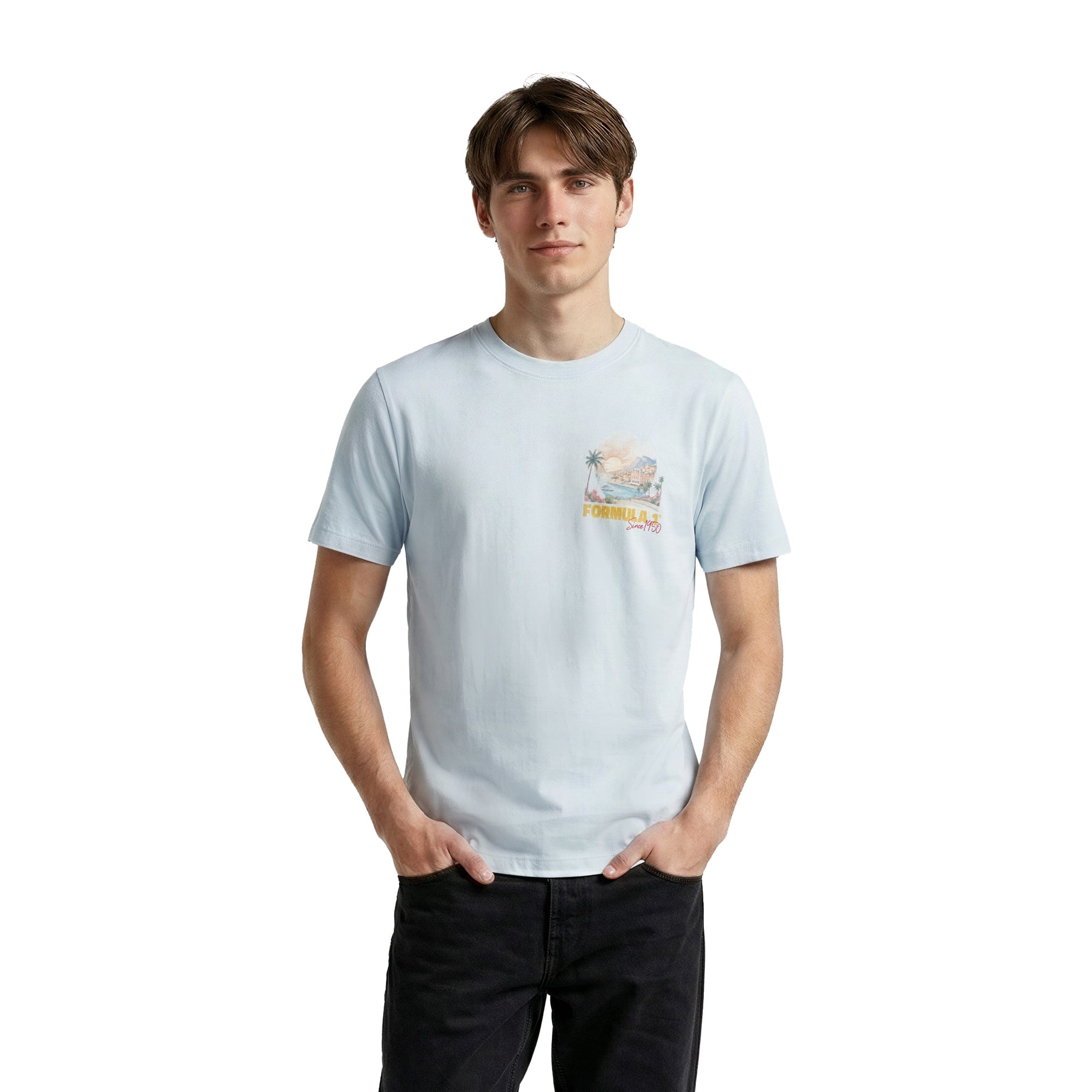 Formel-1-Retro-T-Shirt mit Grafik – Blau
