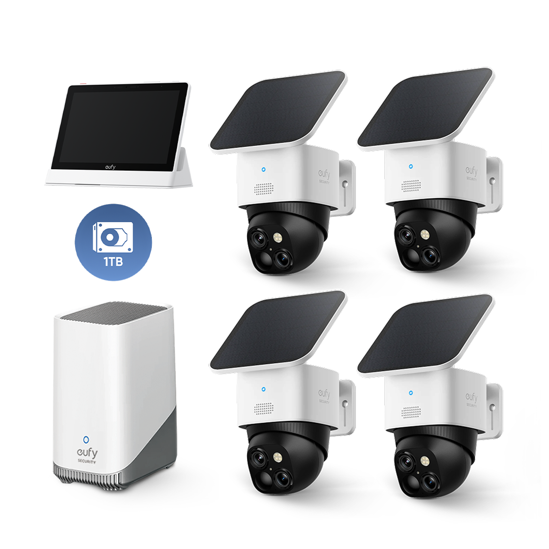 SoloCam S340 (4-Cam Pack) + HomeBase™ S380+ 1 TB Hard Drive+Smart Display E10