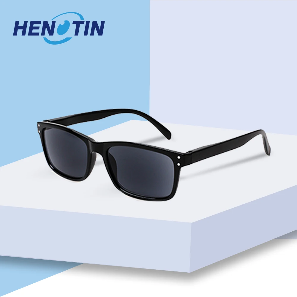 Henotin Lesebrille männer und frauen Retro Frühling Scharnier rechteckigen rahmen Qualität brillen enthalten sonne leser Image