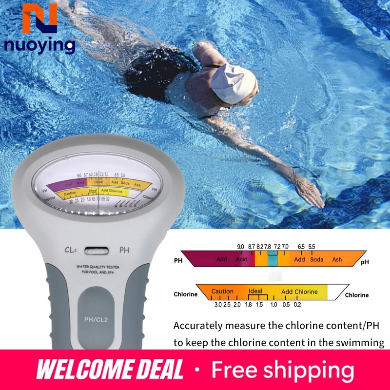 Dual-Funktions-pH-Chlor-Wassertester, tragbares 2-in-1-Messgerät für die Überwachung von Aquarien-, Pool- und Spa-Wasser Image