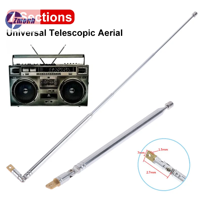 1 Stück 7-teilige Teleskop-TV-Antenne für Autoradio-Kassettenrekorder, Radio für Auto, DAB-Radioempfänger, Fahrzeugzubehör Image