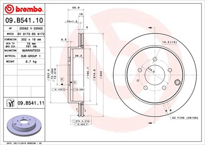 Brembo Bremsscheibe [Hersteller-Nr. 09.B541.11] für Lincoln, Mazda, Ford Usa Image