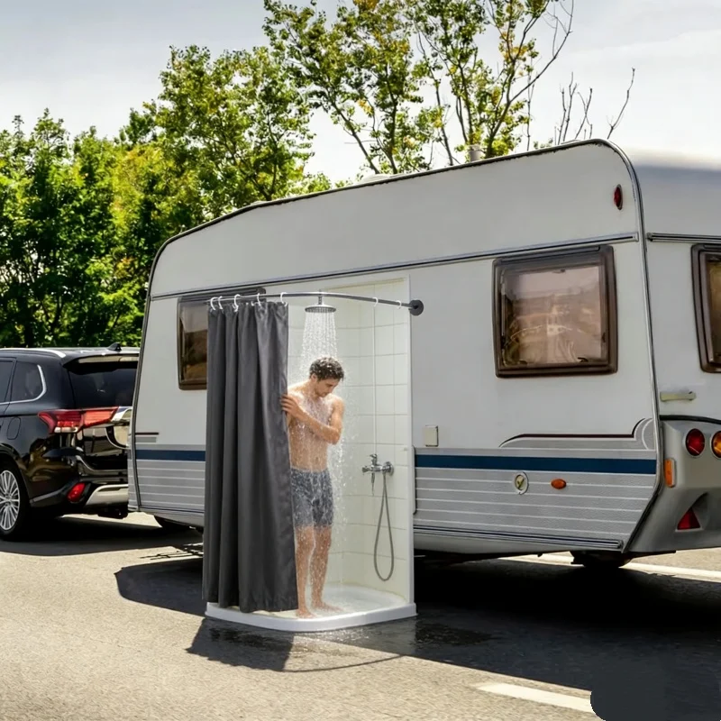 Ein Set Camping Outdoor Sommer-Duschvorhang Kabine Duschkabine mit Magnetischer Halterung Stange Duschvorhänge für Wohnmobile