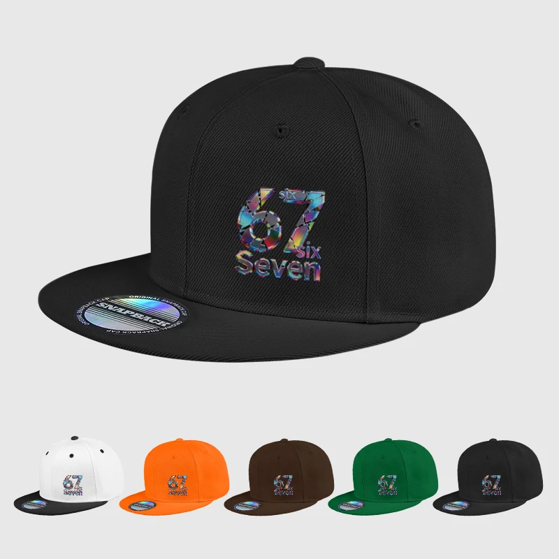 Coole, laserbedruckte „67“ Digital-Print Hip-Hop-Kappe mit flachem Schirm – verstellbare Hip-Hop-Outdoor-Casual-Unisex-Baseballkappe Image