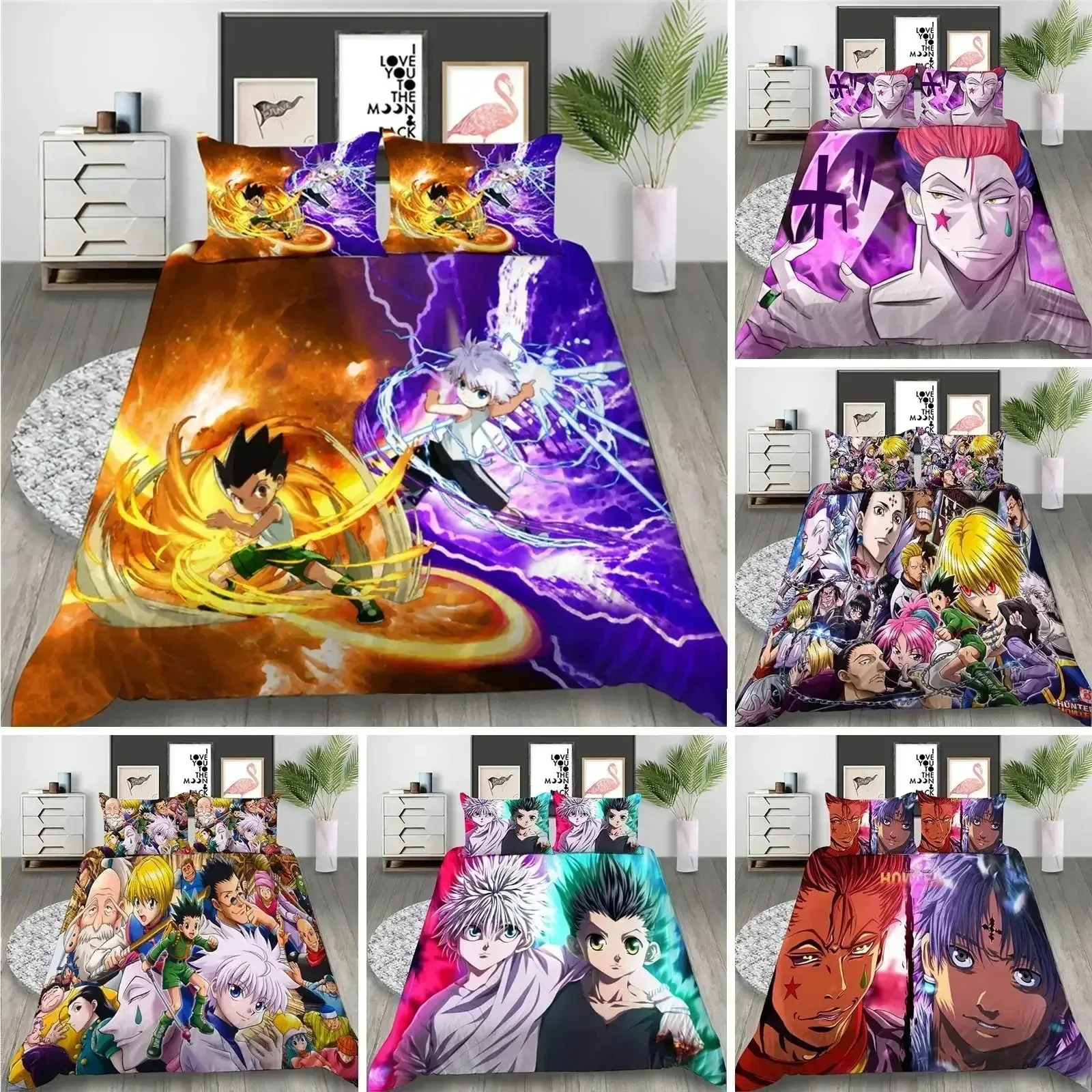 Ensemble de literie Hunter X Hunter en 3D, housse de couette, ensemble de literie, housse de couette, taie d