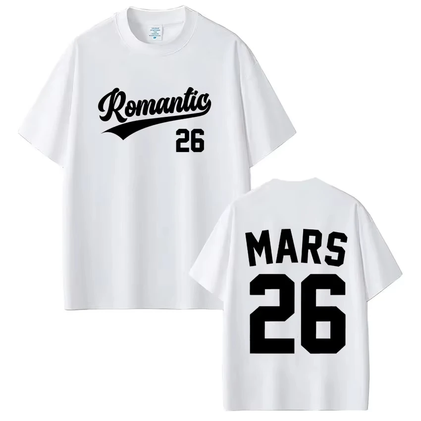 Bruno Mars The Romantic Tour 2026 Print T-Shirt Herren Damen Mode T-Shirt Kurzarm-Oberteil Baumwolle Casual Hip-Hop Punk T-Shirts Top