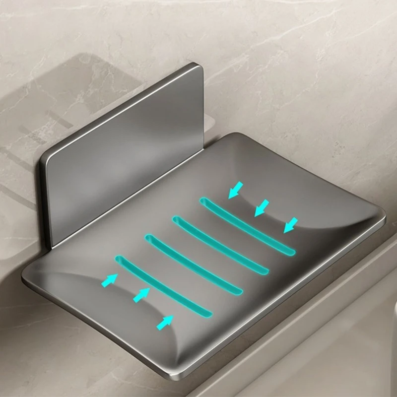Étagère de salle de bain murale sans perçage, porte-savon avec égouttoir, plateau à savon de salle de bain, étagère de rangement de salle de bain, accessoires de salle de bain créatifs